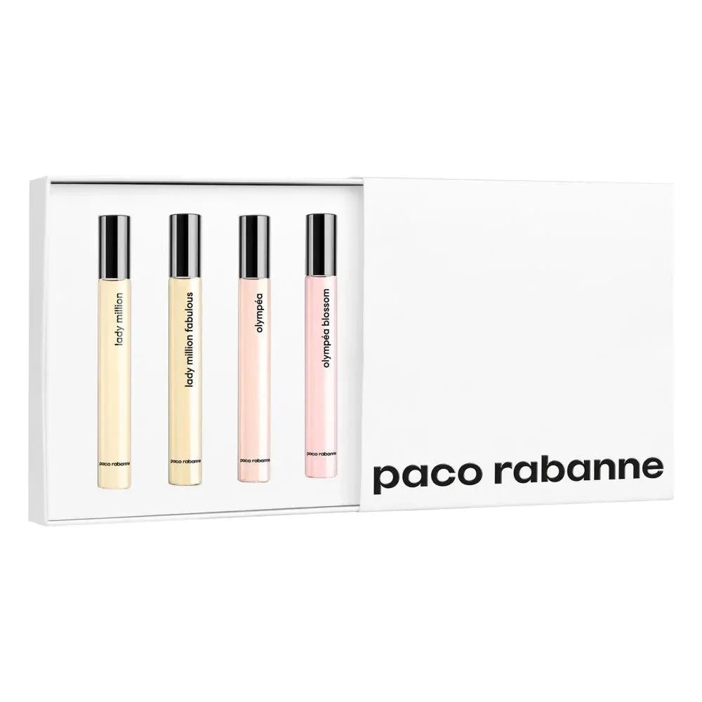 Paco Rabbane Travel Gift Set Lady Million Lady Million Fabulous Olympea Olympea Blossom	3.4 FL OZ / 10 ML x 4